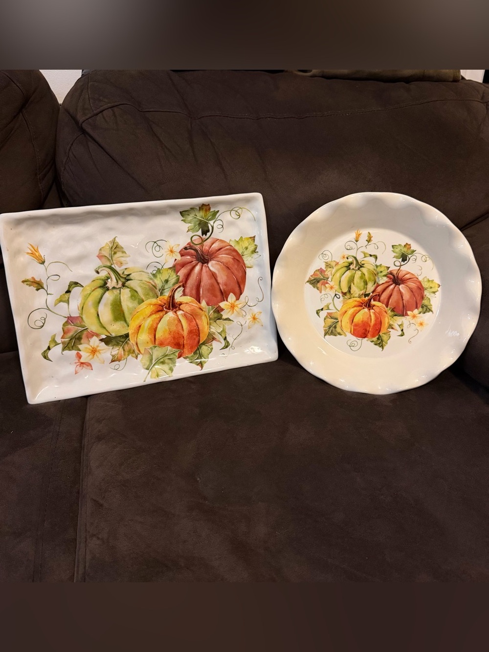 Smart Living 2 Pc Fall Pumpkin Serving Platter & Pie Plate Set